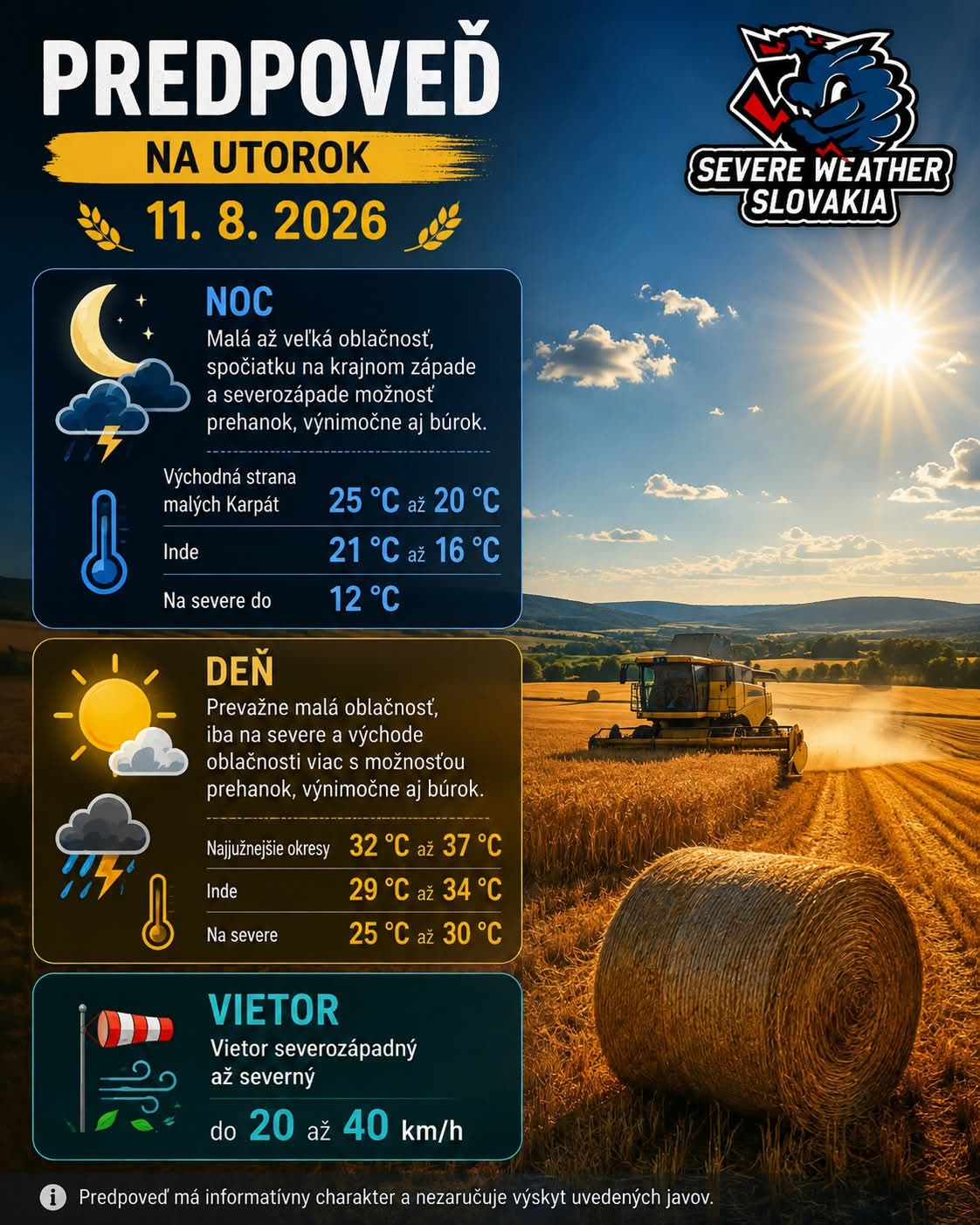 Predpoveď na utorok 11. 8. 2026