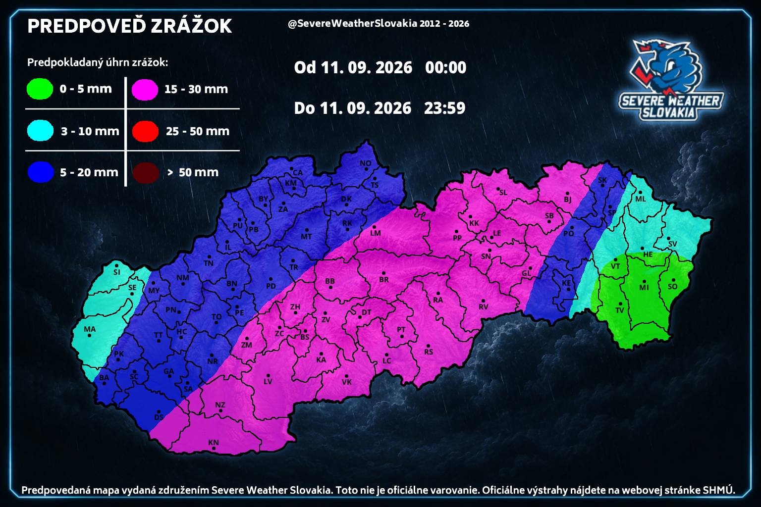 Predpoveď na piatok 11. 9. 2026